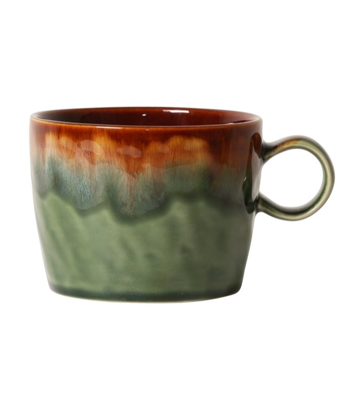 MUG WOW WITH HANDLE GREEN BROWN MUG WOW WITH HANDLE GREEN BROWN